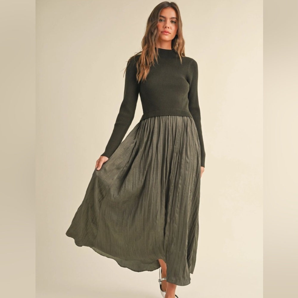 Skirt sweater combination dress in a winter green!